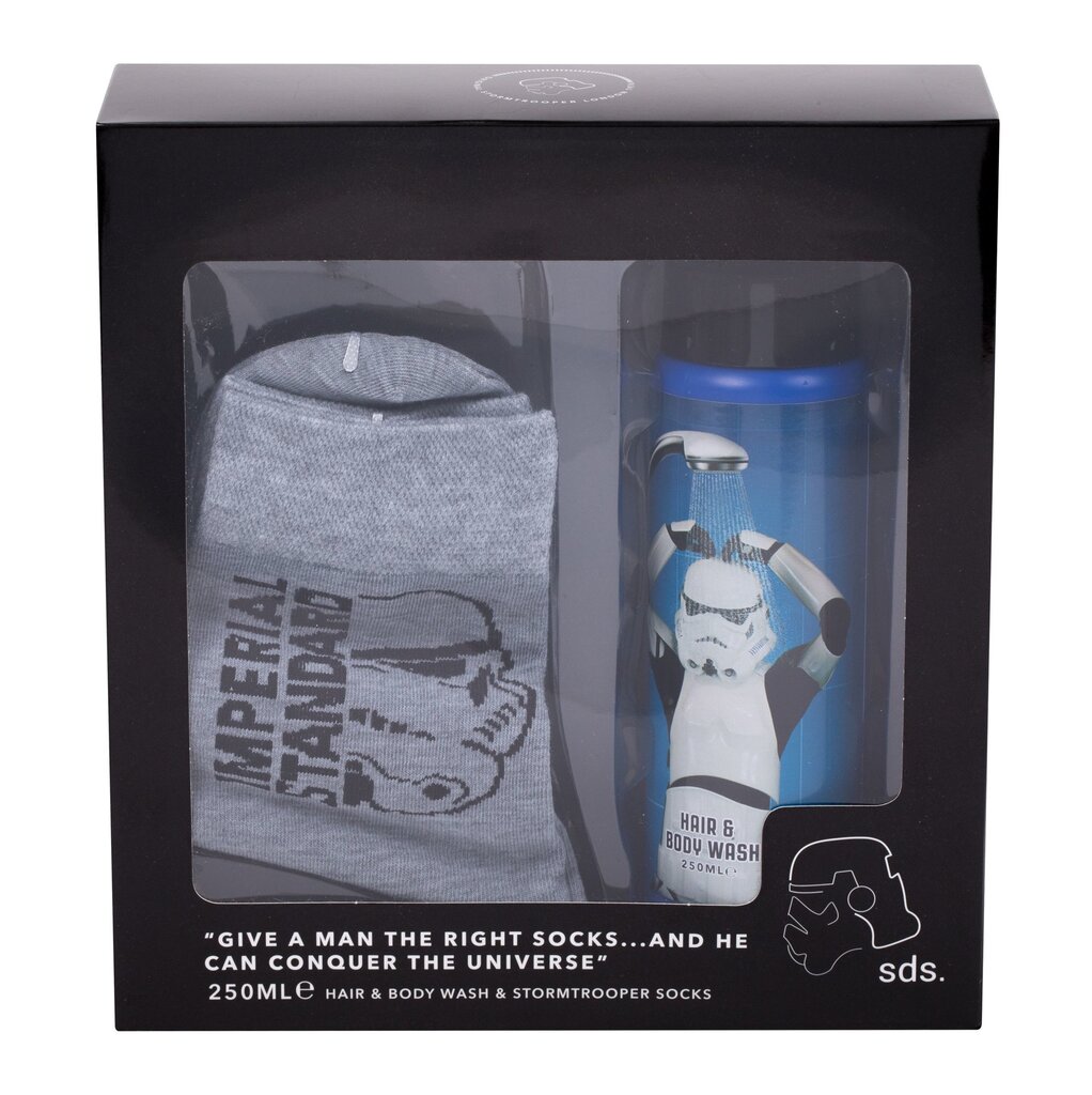 Rinkinys Star Wars Stormtrooper vyrams: plaukų ir kūno šampūnas 250 ml + kojinės цена и информация | Šampūnai | pigu.lt