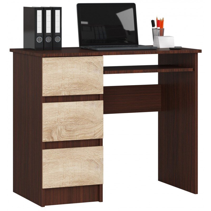 Rašomasis stalas NORE A6, kairinis, rudas/ąžuolo spalvos kaina ir informacija | Kompiuteriniai, rašomieji stalai | pigu.lt