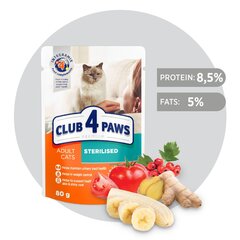 CLUB 4 PAWS Premium visavertis konservuotas ėdalas suaugusioms sterilizuotoms katėms "STERILISED", 80 g x 24 vnt, цена и информация | Консервы для кошек | pigu.lt