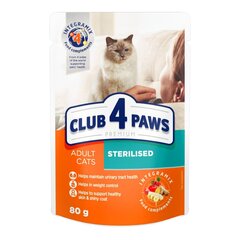 CLUB 4 PAWS Premium visavertis konservuotas ėdalas suaugusioms sterilizuotoms katėms "STERILISED", 80 g x 24 vnt, цена и информация | Консервы для кошек | pigu.lt