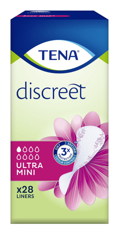 Įklotai Tena Discreet Ultra Mini 28 vnt. цена и информация | Tamponai, higieniniai paketai, įklotai | pigu.lt