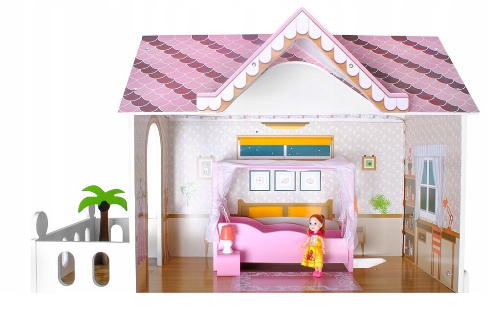 Stilingas medinis didelis lėlių namas su baldais Vila 9152 kaina ir informacija | Žaislai mergaitėms | pigu.lt