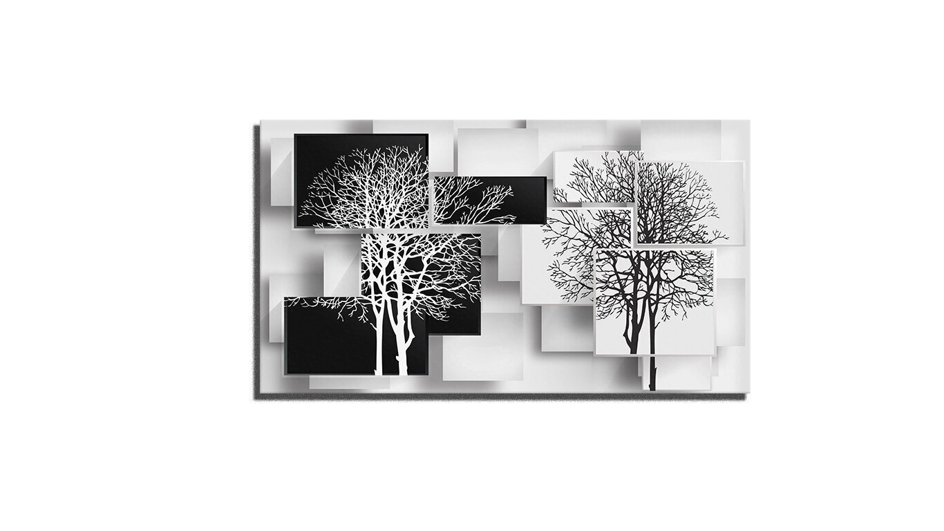 Reprodukcija Medžiai, balta-juoda kaina ir informacija | Reprodukcijos, paveikslai | pigu.lt