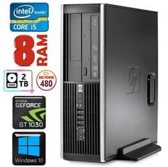 HP 8100 Elite SFF i5-750 8GB 480SSD+2TB GT1030 2GB DVD WIN10 [refurbished] цена и информация | Стационарные компьютеры | pigu.lt
