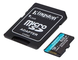 Kingston Canvas Go! Plus 512 GB, SD, Fla цена и информация | Карты памяти для фотоаппаратов, камер | pigu.lt