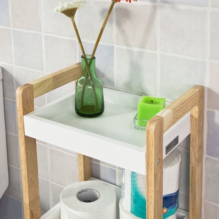 Pastatoma vonios spintelė SoBuy FRG226-WN, balta kaina ir informacija | Vonios spintelės | pigu.lt