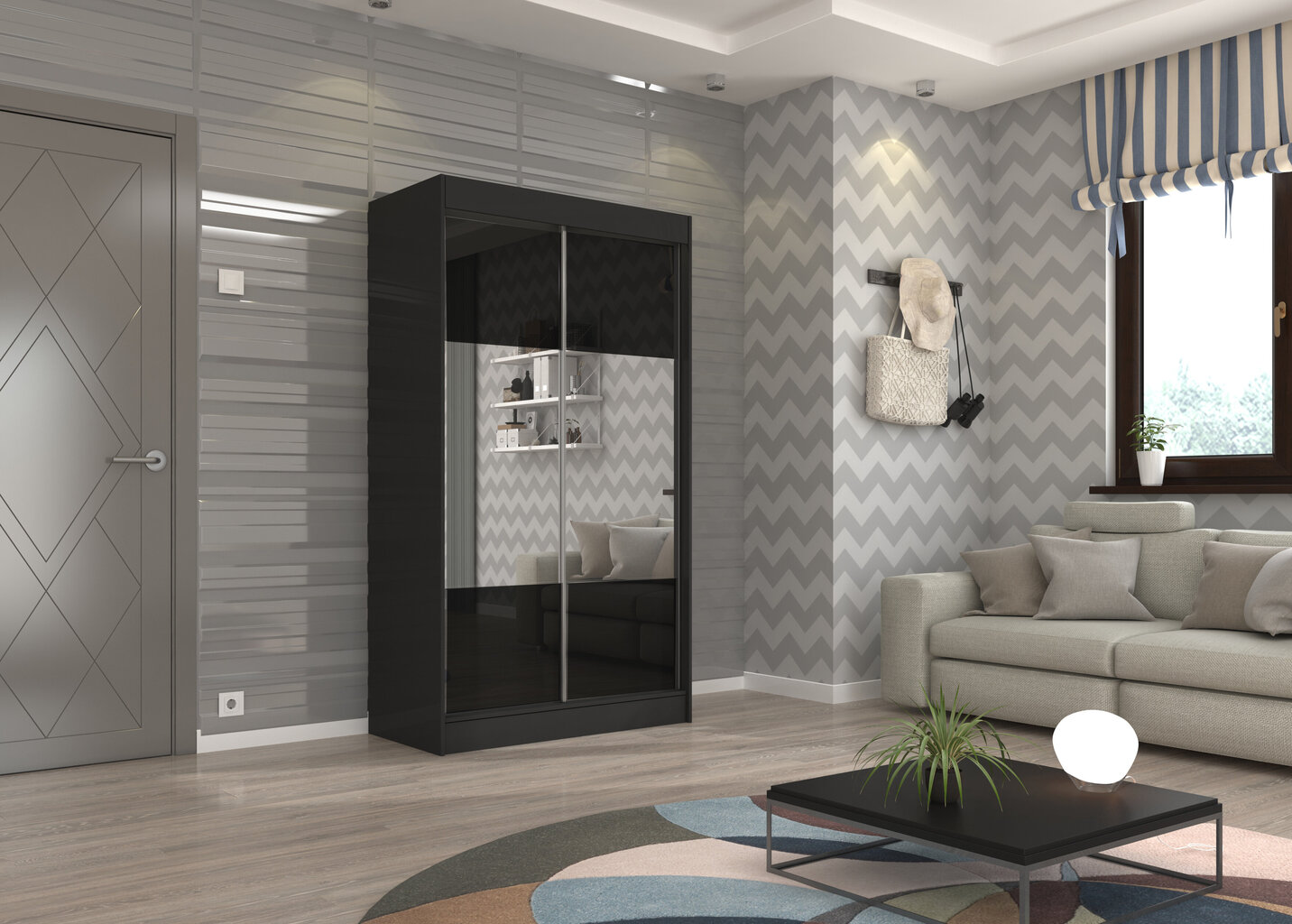Spinta Adrk Furniture Tamos 120 cm, juoda kaina ir informacija | Spintos | pigu.lt
