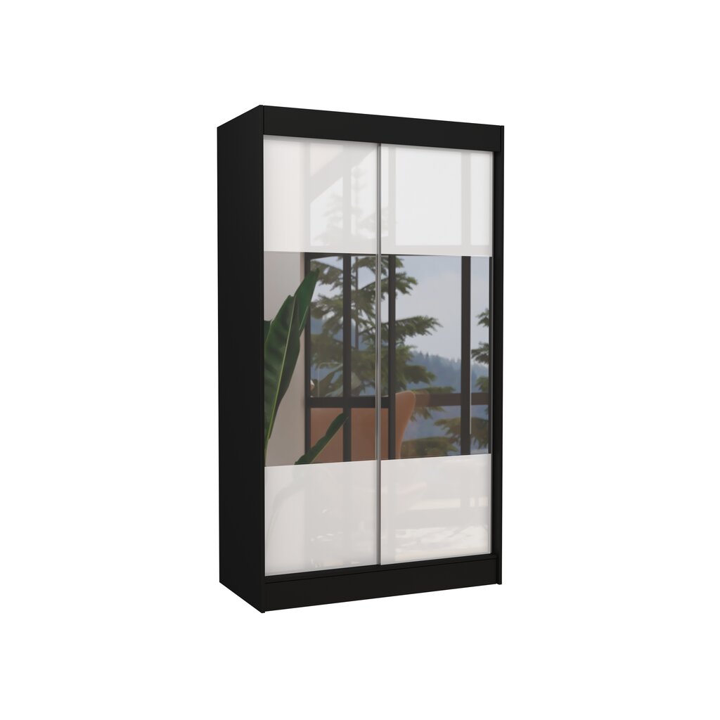 Spinta Adrk Furniture Tamos 120 cm, juoda/balta kaina ir informacija | Spintos | pigu.lt