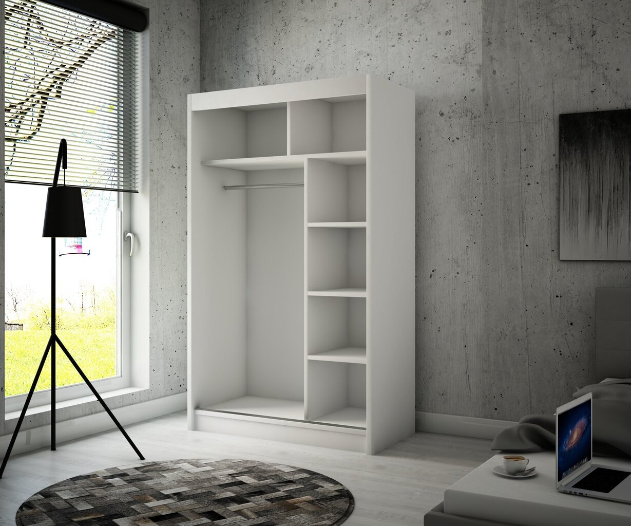 Spinta Adrk Furniture Tamos 120 cm, juoda/balta kaina ir informacija | Spintos | pigu.lt
