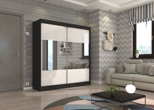 Шкаф Adrk Furniture Tamos 200 см, черный/белый цена и информация | Шкафы | pigu.lt