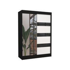 Spinta Adrk Furniture Toura 150 cm, juoda/balta kaina ir informacija | Spintos | pigu.lt