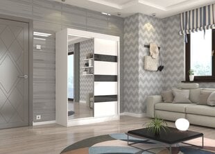 Шкаф Adrk Furniture Toura 150 см, белый/черный цена и информация | Шкафы | pigu.lt