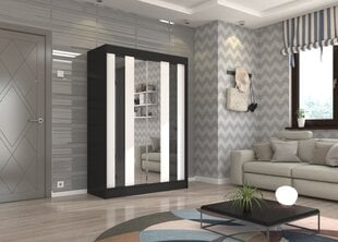 Шкаф Adrk Furniture Keita 150 см, белый/черный цена и информация | Шкафы | pigu.lt