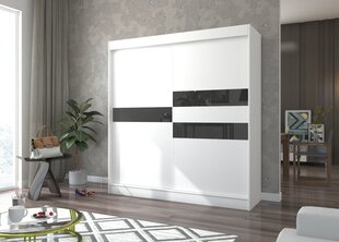 Spinta Adrk Furniture Batia 200 cm, balta/juoda kaina ir informacija | Spintos | pigu.lt