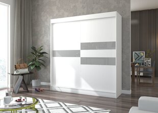 Spinta Adrk Furniture Batia 200 cm, balta/pilka kaina ir informacija | Spintos | pigu.lt