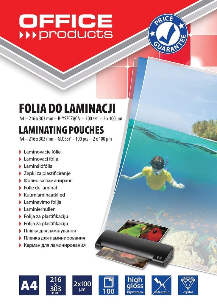 Laminavimo folija A4 2x100mic, 100 lapų kaina ir informacija | Kanceliarinės prekės | pigu.lt