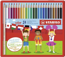 Stabilo spalvoti pieštukai metalinėje dėžutėje, 24 vnt цена и информация | Принадлежности для рисования, лепки | pigu.lt