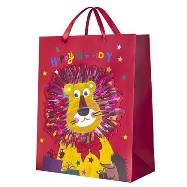 Dovanų maišelis Liūtas, 26x32cm kaina ir informacija | Dovanų pakavimo priemonės | pigu.lt