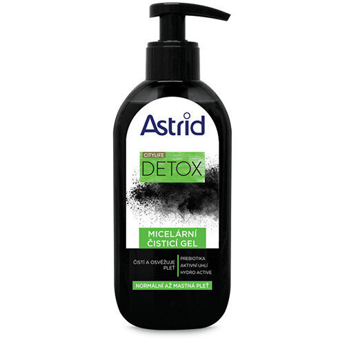 Valomasis gelis normaliai ir mišriai odai Astrid CityLife Detox Micellar cleansing gel, 200ml kaina ir informacija | Veido prausikliai, valikliai | pigu.lt