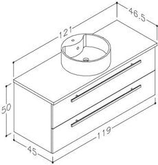 Apatinė vonios spintelė RB Bathroom Serena su praustuvu 120 cm, balta/ruda kaina ir informacija | RB bathroom Baldai ir namų interjeras | pigu.lt