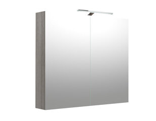 Vonios spintelė su veidrodžiu ir LED apšvietimu RB Bathroom Scandic 80 cm, pilka kaina ir informacija | Vonios spintelės | pigu.lt
