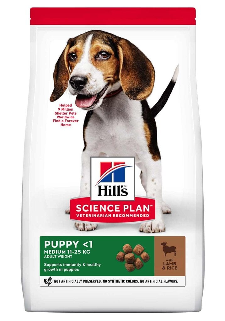 Hill's Science Plan Puppy Medium ėdalas šunims su ėriena ir ryžiais, 18 kg kaina ir informacija | Sausas maistas šunims | pigu.lt