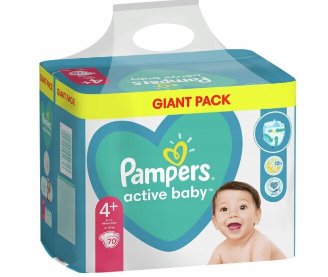 Sauskelnės Pampers Active Baby Giant Pack 4+, 10-15 kg, 70 vnt kaina ir informacija | Sauskelnės | pigu.lt