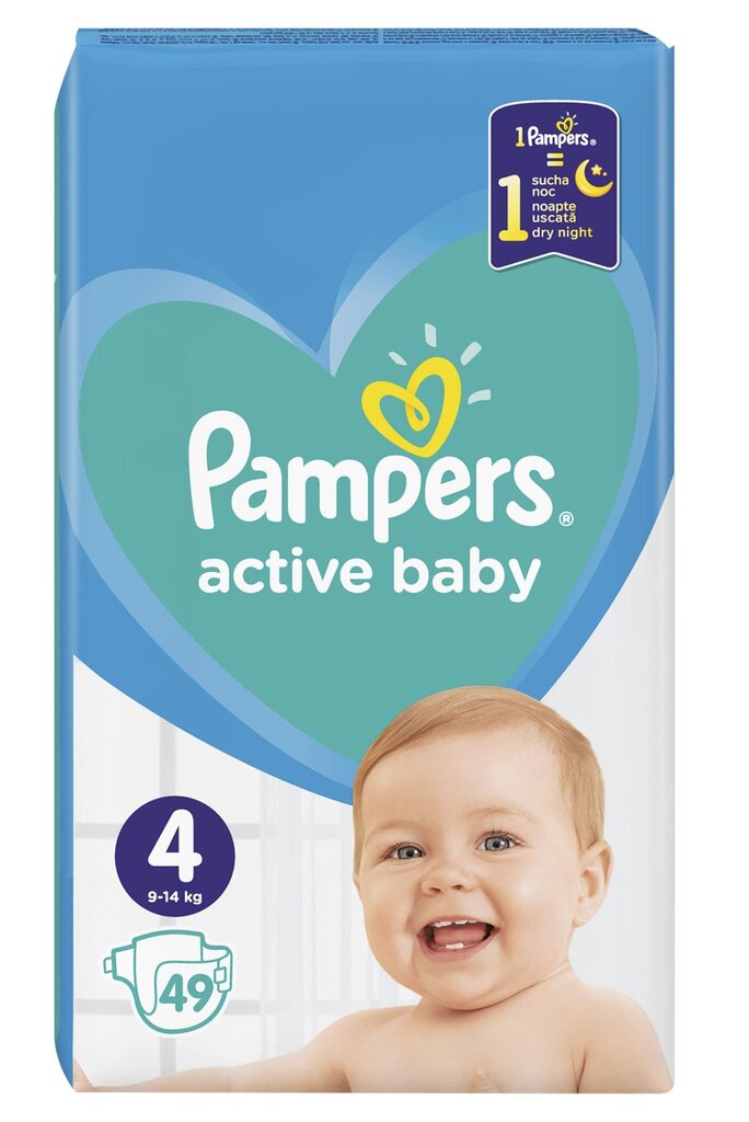 Sauskelnės Pampers Active Baby 4 (9-14)kg, 49 vnt. цена и информация | Sauskelnės | pigu.lt