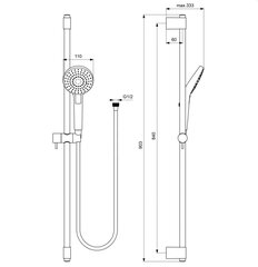 Dušo komplektas Ideal Standard IdealRain, Evo Round, 900 mm, 3 funkcijų dušo galvutė d110 mm, B2237AA kaina ir informacija | Dušo komplektai ir panelės | pigu.lt