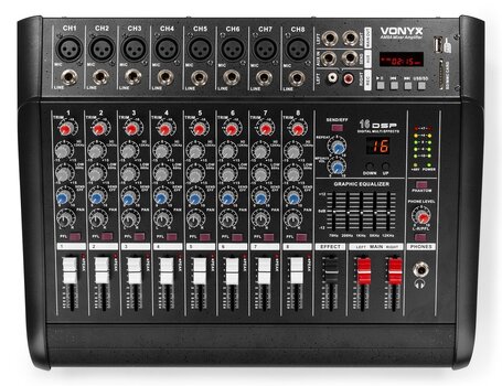 8-канальный микшер с усилителем Vonyx AM8A DSP/BT/SD/USB/MP3 цена и информация | DJ пульты | pigu.lt