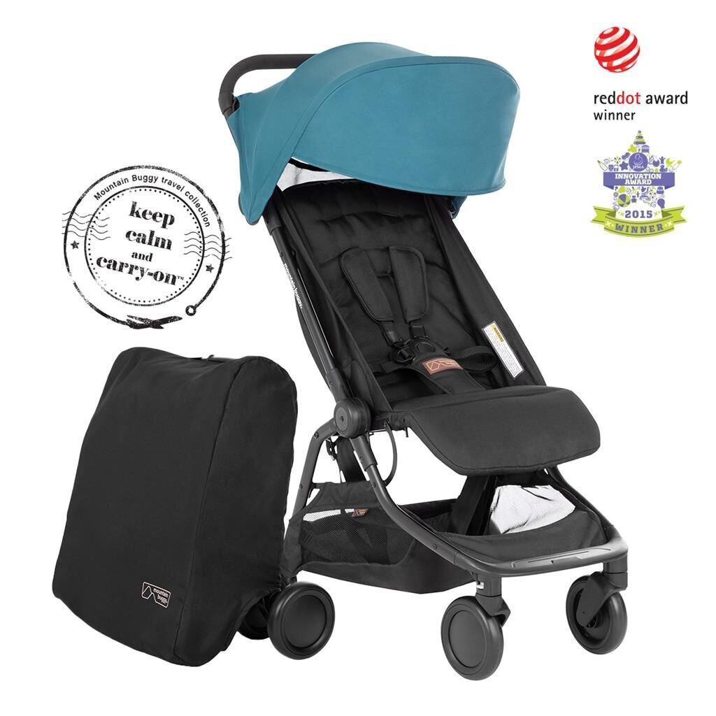 Vežimėlis skėtukas Mountain Buggy Nano ™ (2020 +), black + blue kaina ir informacija | Vežimėliai | pigu.lt