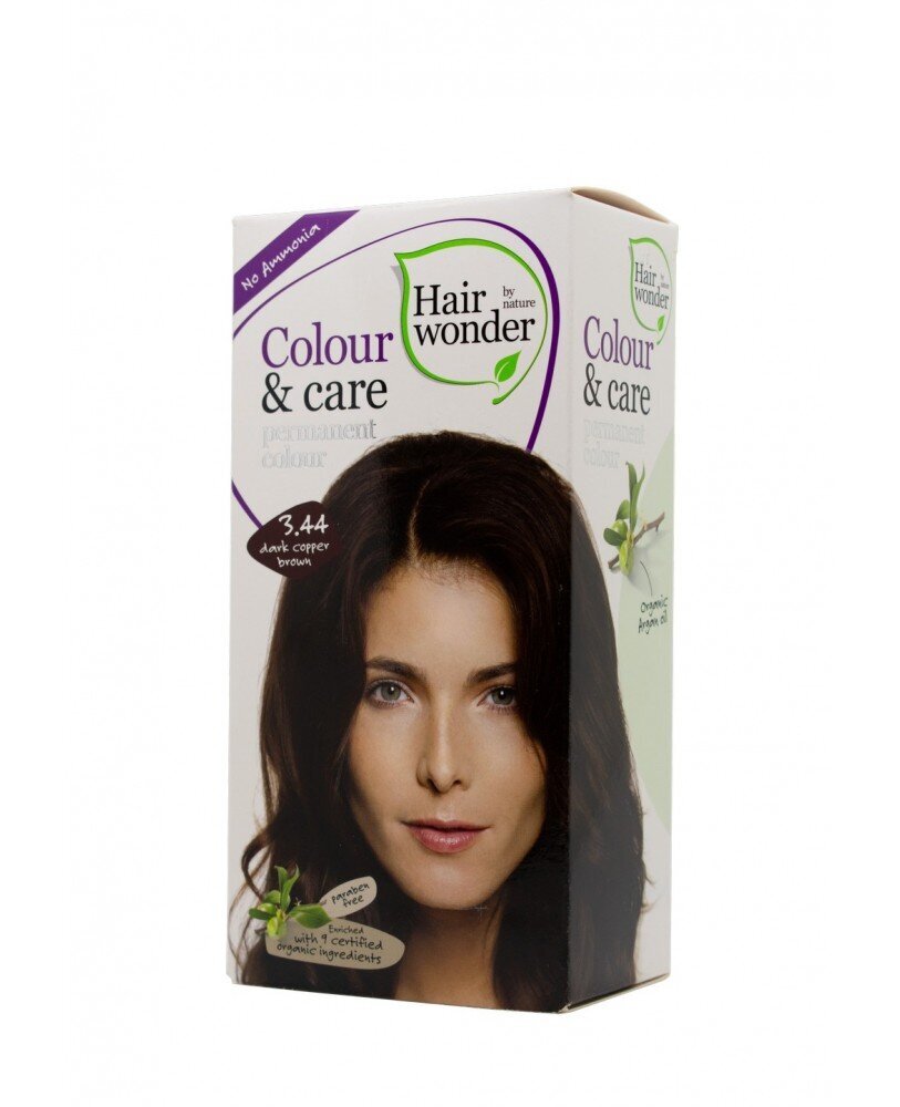 Hairwonder Colour & Care ilagalaikiai plaukų dažai be amoniako spalva tamsi vario ruda 3.44 kaina ir informacija | Plaukų dažai | pigu.lt