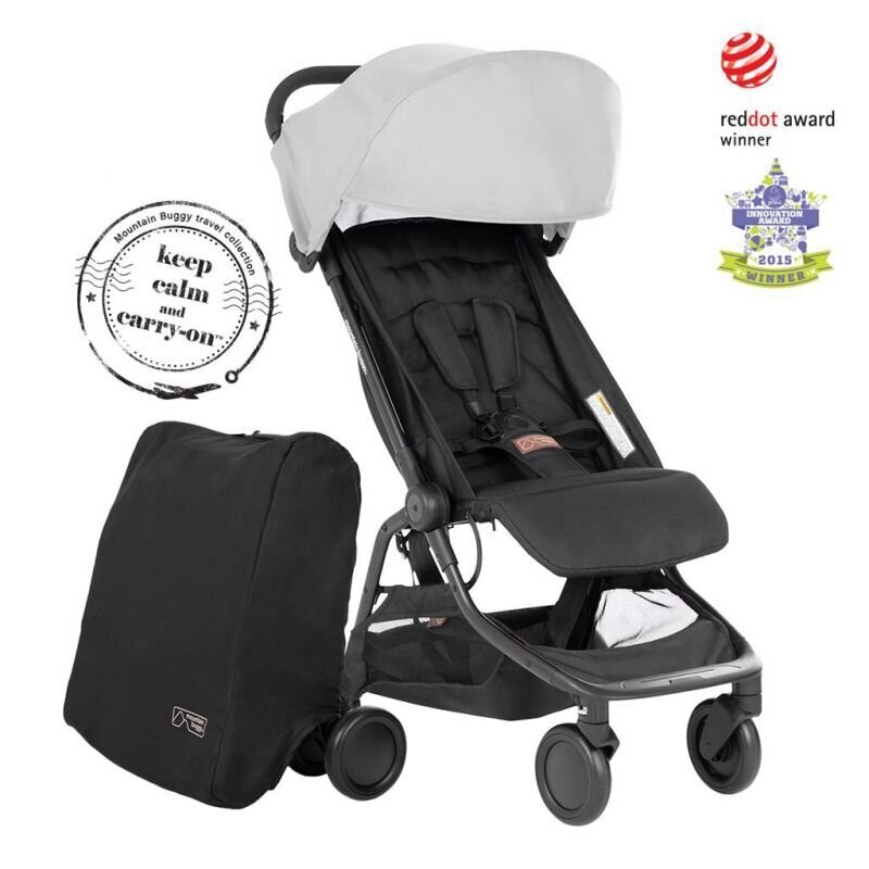 Vežimėlis skėtukas Mountain Buggy Nano ™ (2020 +), black + silver kaina ir informacija | Vežimėliai | pigu.lt