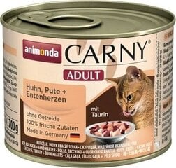 Konservai suaugusioms katėms Animonda, su vištiena ir ančių širdelėmis, 200 g kaina ir informacija | Animonda Gyvūnų prekės | pigu.lt