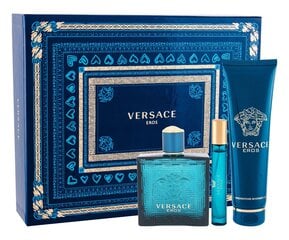 Rinkinys Versace Eros: EDT vyrams 100 ml + EDT vyrams 10 ml + dušo želė 150 ml kaina ir informacija | Kvepalai vyrams | pigu.lt