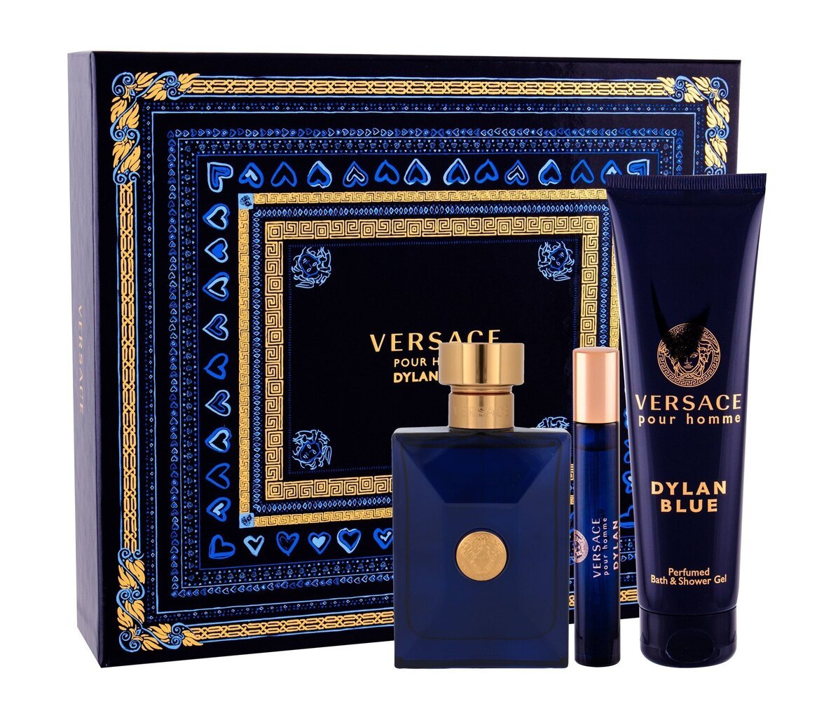 Rinkinys Versace Pour Homme Dylan Blue: EDT vyrams 100 ml + miniatiūra EDT vyrams 10 ml + dušo želė 150 ml kaina ir informacija | Kvepalai vyrams | pigu.lt