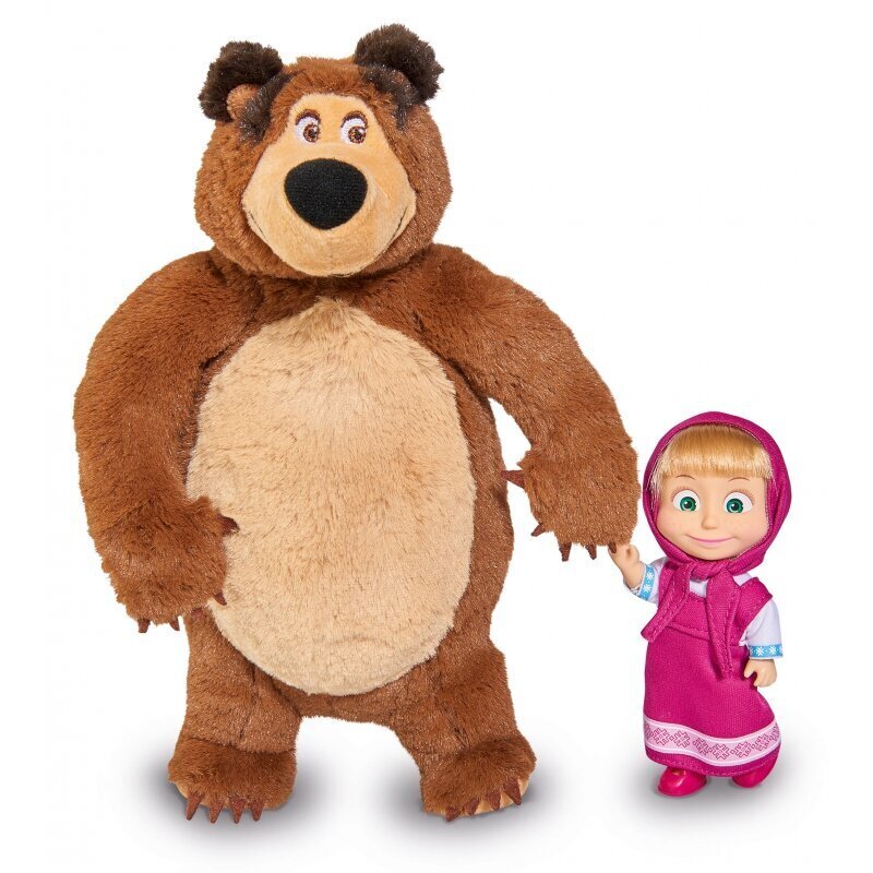 Rinkinys Simba Masha and The Bear: lėlytė Maša 13 cm ir lokys 25 cm цена и информация | Žaislai mergaitėms | pigu.lt