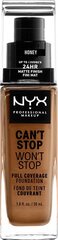 Makiažo pagrindas NYX Can't Stop Won't Stop, Honey, 30 ml цена и информация | Пудры, базы под макияж | pigu.lt