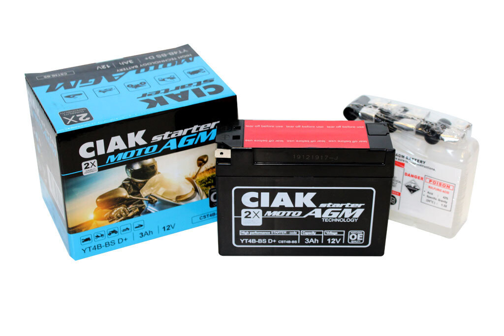 Akumuliatorius CIAK YT4B-BS 3Ah 12V kaina ir informacija | Moto akumuliatoriai | pigu.lt