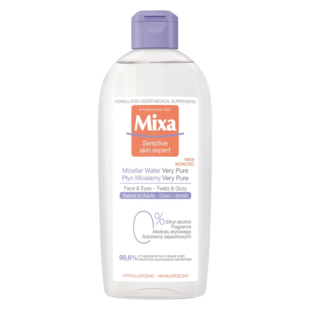 Micelinis vanduo Mixa Very Pure 400 ml kaina ir informacija | Veido prausikliai, valikliai | pigu.lt