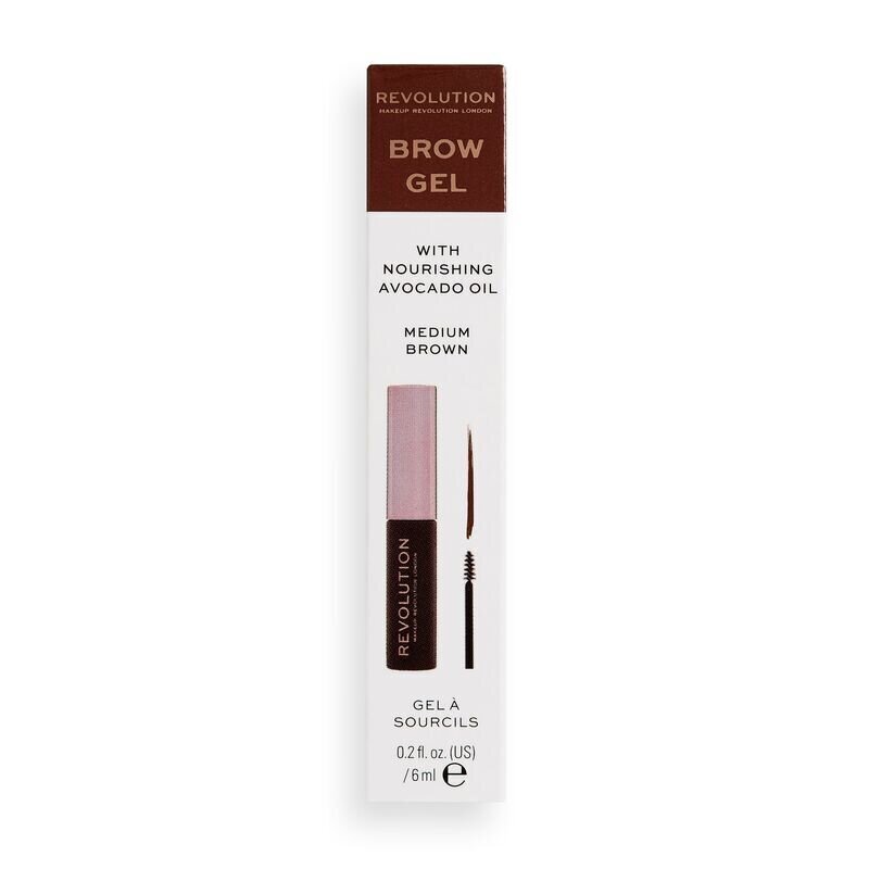 Antakių tušas Makeup Revolution 6 ml, Medium Brown kaina ir informacija | Antakių dažai, pieštukai | pigu.lt