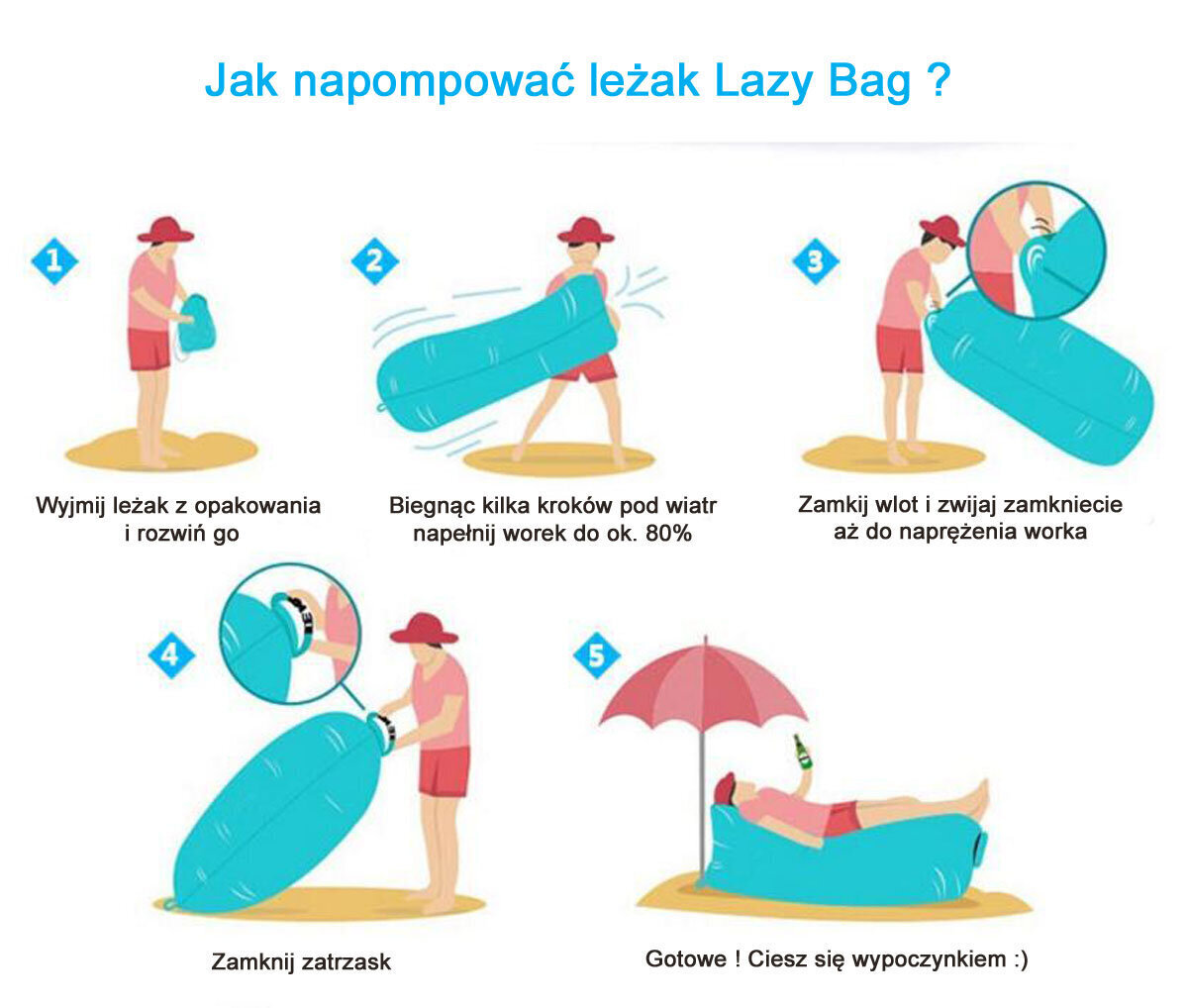 Oro gultas Royokamp Lazy Bag, mėlynas kaina ir informacija | Pripučiami čiužiniai ir baldai | pigu.lt