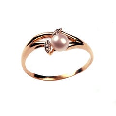 Золотое кольцо с бриллиантом и пресноводным жемчугом 16,5 цена и информация | Кольцо | pigu.lt