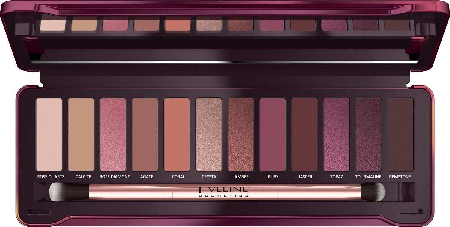 Akių šešėlių paletė Eveline Ruby Glamour, 12 spalvų, 175 g цена и информация | Akių šešėliai, pieštukai, blakstienų tušai, serumai | pigu.lt