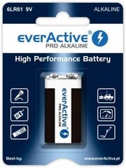 everActive Pro Alkaline 6LR61 9V baterija, 1 vnt. kaina ir informacija | Elementai | pigu.lt