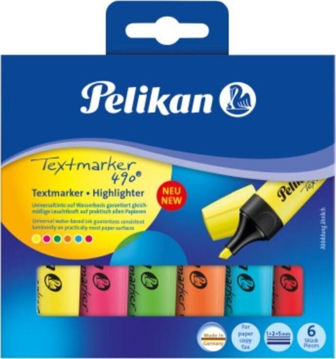 Žymekliai Pelikan 490, 6 vnt. цена и информация | Rašymo priemonės | pigu.lt