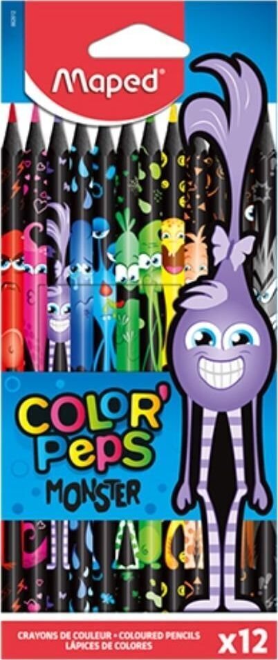 Spalvotas pieštukas ColorPeps Monster 12vnt. kaina ir informacija | Piešimo, tapybos, lipdymo reikmenys | pigu.lt