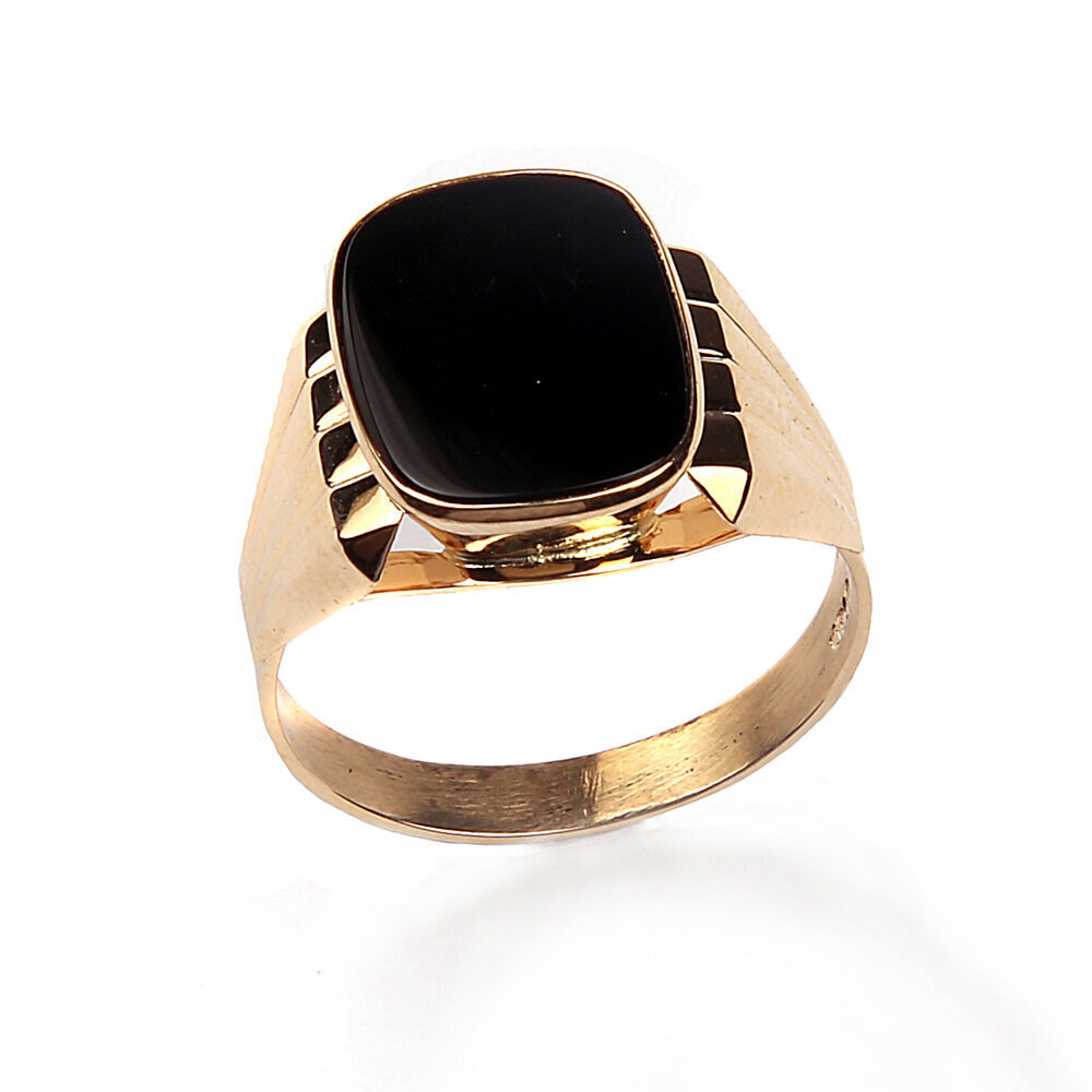 Auksinis vyriškas žiedas su oniksu 19.5 kaina ir informacija | Vyriški papuošalai | pigu.lt