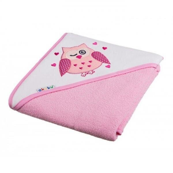 Kūdikio rankšluostis su gobtuvu Akuku 100x100 cm, rožinis kaina ir informacija | Maudynių priemonės | pigu.lt