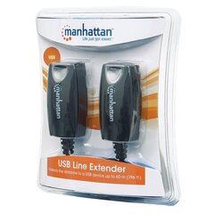 USB ilgintuvas Manhattan, iki 60 m per Cat5e/6 RJ45 kabelį kaina ir informacija | Kabeliai ir laidai | pigu.lt